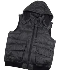 Armani Exchange Men's Hooded Puffer Jacket Vest XL Full Zip Black U6Q605KL NWT